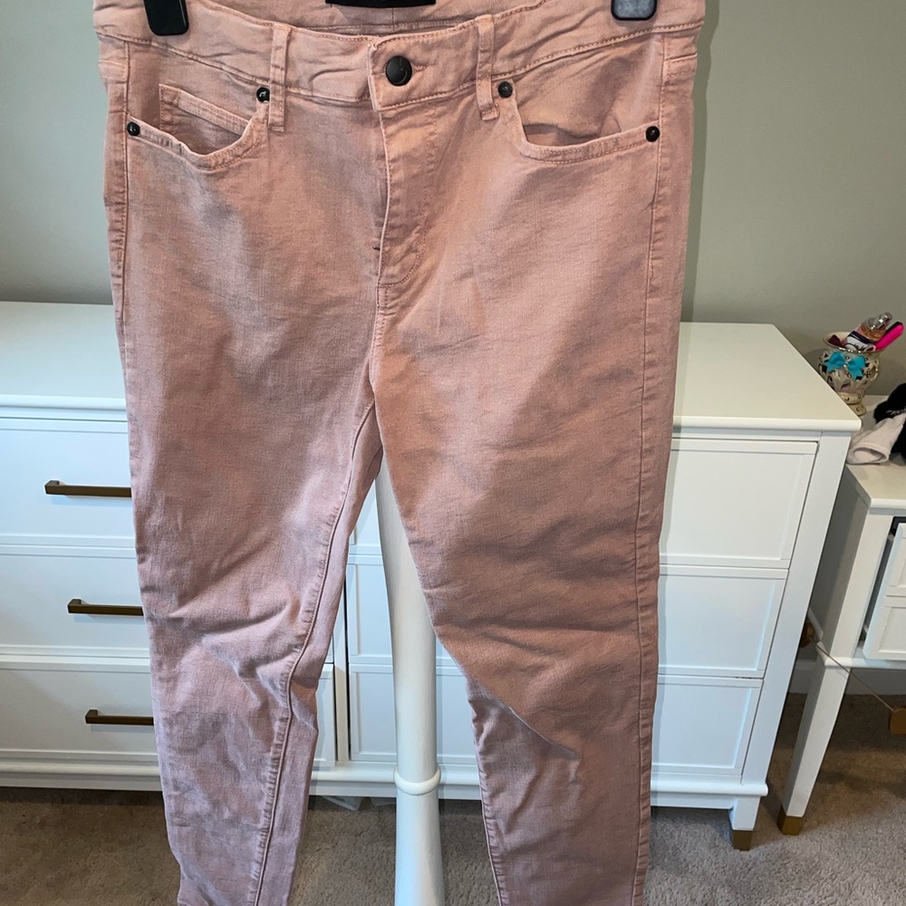 Pink/tan skinny jeans